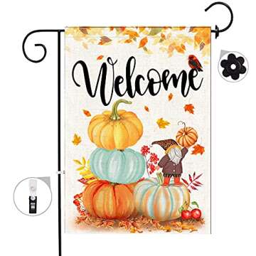 Hexagram Fall Garden Flags 12 x 18 Inch Autumn Orange Pumpkins Gnome Decorative Fall Yard Small Flag...