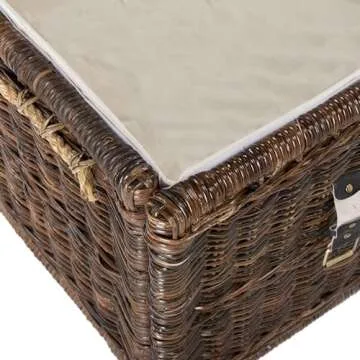 happimess HPM9000B Caden 46" Wicker Storage Trunk, Collapsible for flat storage, Rattan-Sarang Buaya, Coastal for Office, Dorm Room-LivingRoom, Bedroom, Dining Room, Brown