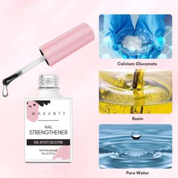 Makartt Gel Nail Strengthener Reinforce Polish, Nail Strengthening Repair Polish Nail Hardener for Treating Weak Damaged Peeling Nails Clear Soak Off Gel Lacquer Long Lasting Professional DIY Nail Art