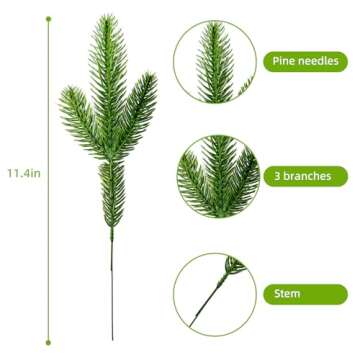 30 Pcs Artificial Pine Branches - Lifelike Christmas Greenery for DIY Decor