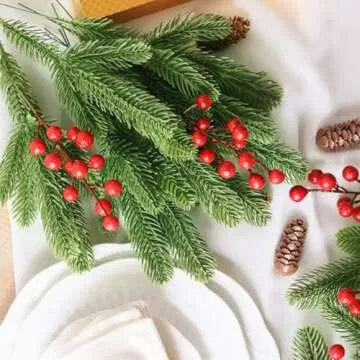 30 Pcs Artificial Pine Branches for Festive Decor