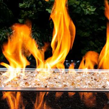 High Luster, 1/4" Reflective Tempered Fire Glass in Sunstorm Gold, 10 Pound Jar, by Celestial Fire Glass