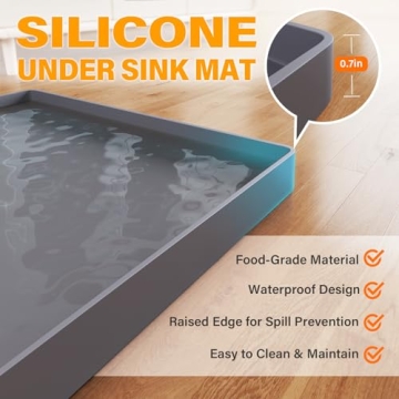FLATO Waterproof Under Sink Mat - Silicone Shelf Liner