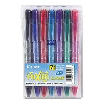 Pilot FriXion Clicker Erasable Gel Pens 0.5 mm, Pack of 7