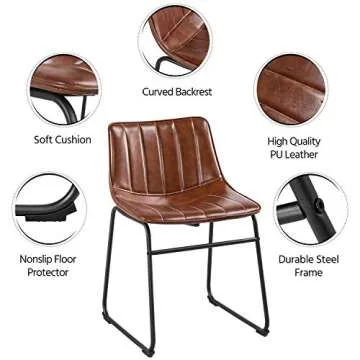Stylish Yaheetech PU Leather Dining Chairs Set of 4