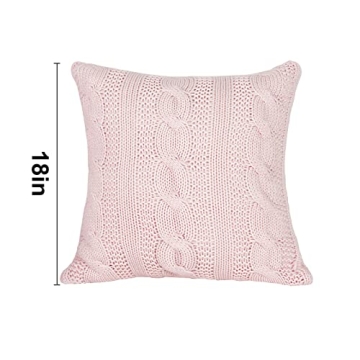 Treory Pink Cable Knit Pillow Covers for Valentine's Day