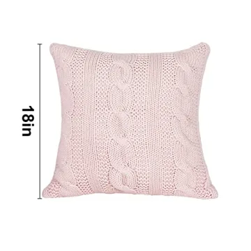 Treory Pink Cable Knit Pillow Covers for Valentine's Day