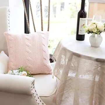 Treory Pink Cable Knit Pillow Covers for Valentine's Day