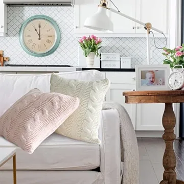 Treory Pink Cable Knit Pillow Covers for Valentine's Day