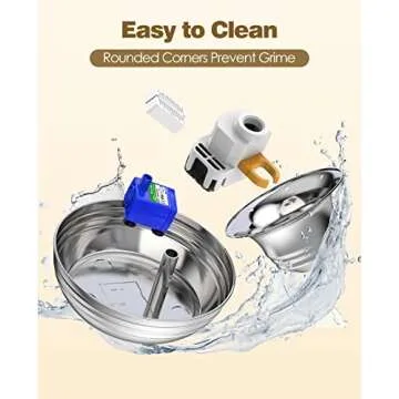 oneisall Cat Water Fountain Inside Stainless Steel,2L/67oz Quiet Cat Fountain Water Bowl for Multiple Pets,Low Noise