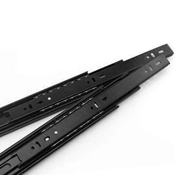 Lind Kitchen 1-Pair 12 inch (300mm) Metal Drawer Slide Super Smooth Mute Ball Bearing Guide Rail Buffer Furniture Hardware Fittings Keyboard Cabinet Cupboard Fold Telescopic Drawer Runners Black