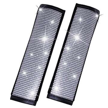 MLOVESIE 2 Packs Bling Bling Auto Seat Belt Shoulder Pads with Crystal Glitter Rhinestones for Girls,Lady Universal Fit