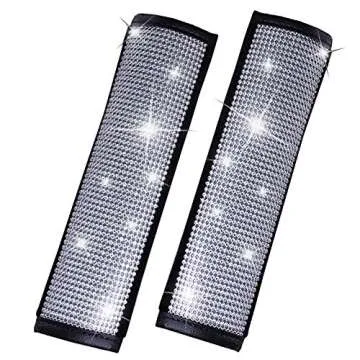 MLOVESIE 2 Packs Bling Bling Auto Seat Belt Shoulder Pads with Crystal Glitter Rhinestones for Girls,Lady Universal Fit