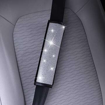 MLOVESIE 2 Packs Bling Bling Auto Seat Belt Shoulder Pads with Crystal Glitter Rhinestones for Girls,Lady Universal Fit