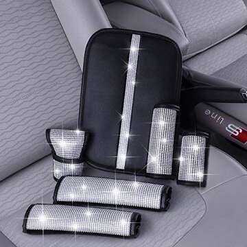 MLOVESIE 2 Packs Bling Bling Auto Seat Belt Shoulder Pads with Crystal Glitter Rhinestones for Girls,Lady Universal Fit