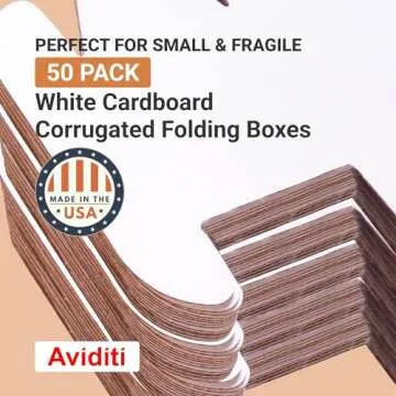 Aviditi White Corrugated Cardboard Mailing Boxes, 4" x 2" x 2" (Pack of 50) Crush-Proof Mailers, Small Cardboard Boxes for Shipping, Packing, Moving, and Storage