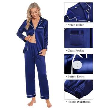 Luxury SWOMOG Women's 4pcs Satin Pajama Set