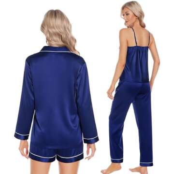 Luxury SWOMOG Women's 4pcs Satin Pajama Set