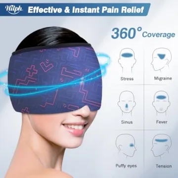 Hilph Adjustable Migraine Ice Pack Head Wrap for Headache Relief, Migraine Headache Relief Cap, Migraine Ice Mask with Hot Cold Compress for Headache Tension, Stress & Sinus, Hangover (Blue)
