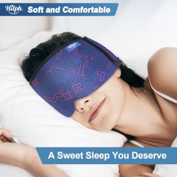 Hilph Adjustable Migraine Ice Pack Head Wrap for Headache Relief, Migraine Headache Relief Cap, Migraine Ice Mask with Hot Cold Compress for Headache Tension, Stress & Sinus, Hangover (Blue)