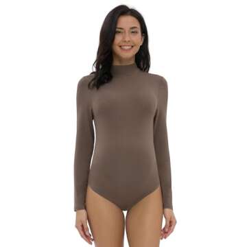 Foucome Women's Maternity Bodysuit Mock Turtle Neck Long Sleeve Tops Jumpsuit Pregnancy Stretchy Bas...