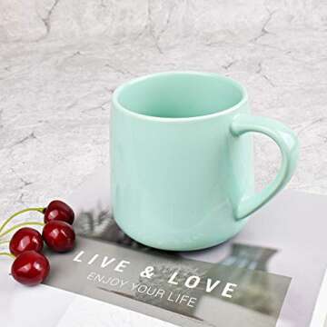 Bosmarlin Large Glossy Ceramic Coffee Mug, Tea Cup for Office and Home, 18 oz, Suitable for Dishwasher and Microwave(Mint Green, 1)