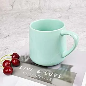 Bosmarlin Large Glossy Ceramic Coffee Mug, Tea Cup for Office and Home, 18 oz, Suitable for Dishwasher and Microwave(Mint Green, 1)