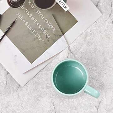 Bosmarlin Large Glossy Ceramic Coffee Mug, Tea Cup for Office and Home, 18 oz, Suitable for Dishwasher and Microwave(Mint Green, 1)