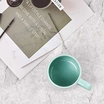 Bosmarlin Large Glossy Ceramic Coffee Mug, Tea Cup for Office and Home, 18 oz, Suitable for Dishwasher and Microwave(Mint Green, 1)