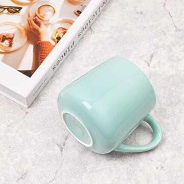 Bosmarlin Large Glossy Ceramic Coffee Mug, Tea Cup for Office and Home, 18 oz, Suitable for Dishwasher and Microwave(Mint Green, 1)