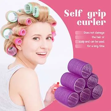 Hair Roller Set 32 PCS, PandyCare Velcro Hair Rollers for Long Medium Short Hair - No Heat, Hair- friendly, Includes 18 Self Grip Rollers(2.3,1.9,1.4inch), 12 Clips, 1 Rat Tail Comb & 1 Storage Bag