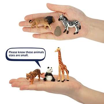 Toymany 14PCS 1-2" Tiny Jungle Animal Figures Toy, Realistic Mini Jungle Zoo Animal Figurines Cake Topper Toy Set, Easter Egg Christmas Birthday Gift Party Favor School Project for Kids Toddlers