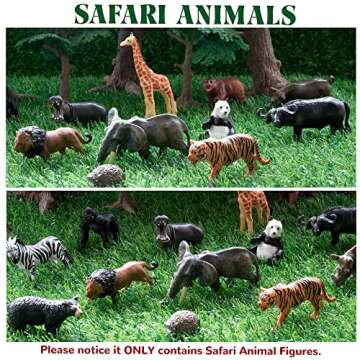 Toymany 14PCS 1-2" Tiny Jungle Animal Figures Toy, Realistic Mini Jungle Zoo Animal Figurines Cake Topper Toy Set, Easter Egg Christmas Birthday Gift Party Favor School Project for Kids Toddlers