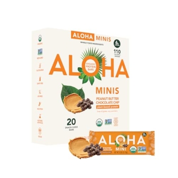 ALOHA Organic Plant Based Protein Bar MINIS | Peanut Butter Chocolate Chip | 20 Count - Vegan, Glute...