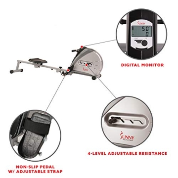 Sunny Health & Fitness Rower with Digital Monitor & App