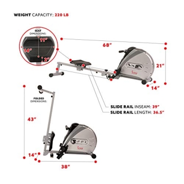 Sunny Health & Fitness Rower with Digital Monitor & App