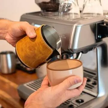 Handleless Milk Frothing Pitcher - Stainless Steel Espresso Milk Pitcher - Milk Jug for Latte Pen Qu...