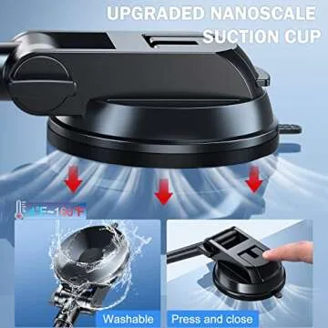 xuenair Wall Phone Holder, Mirror Phone Holder Mount Stand[Solide Arm],Reusable Suction Cup Phone Holder for Bathroom Wall Kitchen Car Dash Window for Tiktok YouTube Make Up