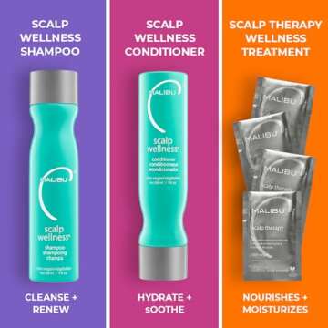 Malibu C Head Lab Scalp Scrub (6 oz) + Scalp Wellness Shampoo & Conditioner Set Duo (33.8oz) - Soothing Gentle Scalp Exfoliator with Activated Charcoal + Nourishing, Restorative Scalp Care Shampoo Set