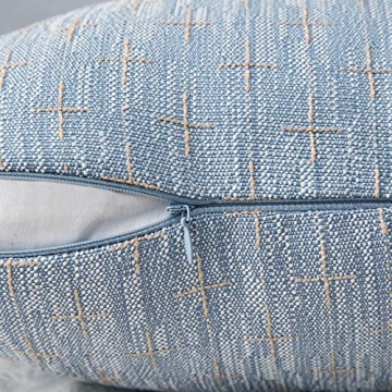 MIULEE Pack of 2 Decorative Burlap Linen Throw Pillow Covers Modern Farmhouse Pillowcase Rustic Woven Textured Cushion Cover for Sofa Couch Bed 20x20 Inch Light Blue