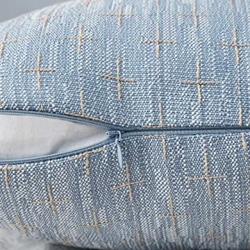 MIULEE Pack of 2 Decorative Burlap Linen Throw Pillow Covers Modern Farmhouse Pillowcase Rustic Woven Textured Cushion Cover for Sofa Couch Bed 20x20 Inch Light Blue