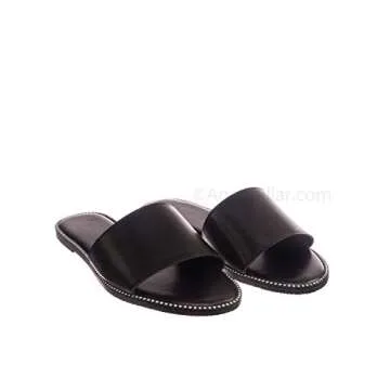 Punk Rock Metal Stud Welt Slide - Women Hardware Slipper Flat Sandals Black