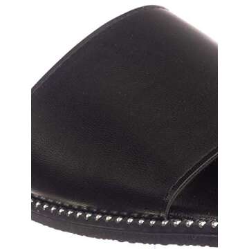 Punk Rock Metal Stud Welt Slide - Women Hardware Slipper Flat Sandals Black