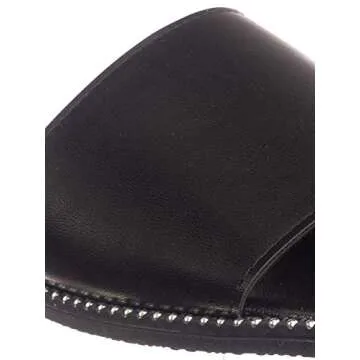 Punk Rock Metal Stud Welt Slide - Women Hardware Slipper Flat Sandals Black