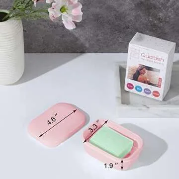 Quatish 2 Pack Travel Soap Container, Portable Soap Holder with Lid, Travel Bar Soap Holder, Soap Case for Camping Gym Travel, Soap Box for Bathroom,Pink