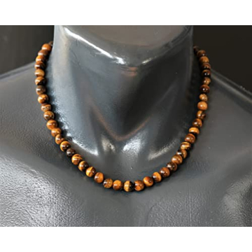 Natural Tiger Eye Choker with 8mm Genuine Beads - Unique Necklace