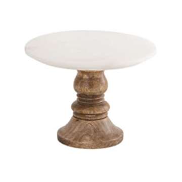 Elk Lighting cake stand, small, Mango Wood, Natural Agate, White Marble