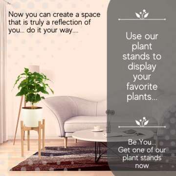 Sona Home Adjustable Mid Century Plant Stand, 3 Sizes, 3 Colors - Modern Plant Stand Indoor Outdoor, Planter Stand Only (Large, Bamboo)