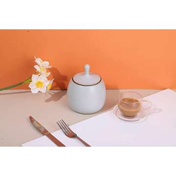 Amoysanli Kitchen Canisters Vintage Ceramic Food Storage Jar with Airtight Lid for Tea, Coffee, Herb, Sugar, Spice, Nuts (White)