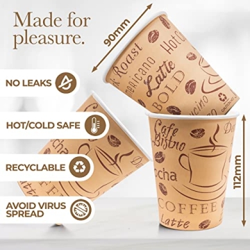 Disposable Paper Cups with Lids - 50 Pack Eco Friendly